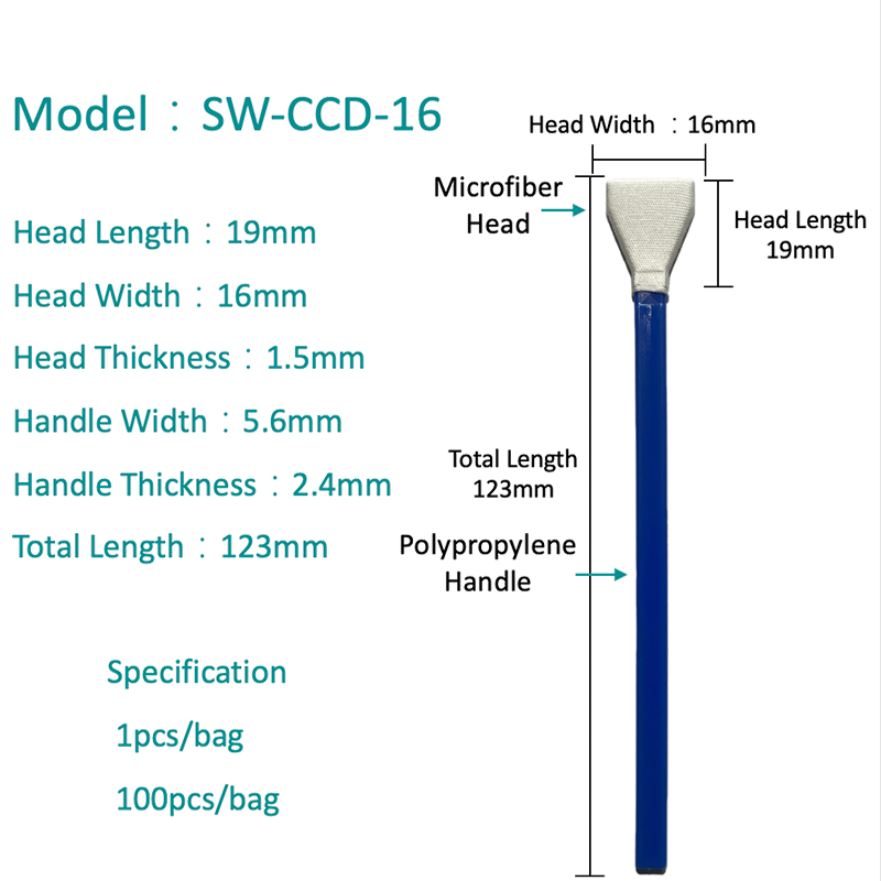 SW-CCD-16 Dust-Free And Gentle Lens Microfiber Swab