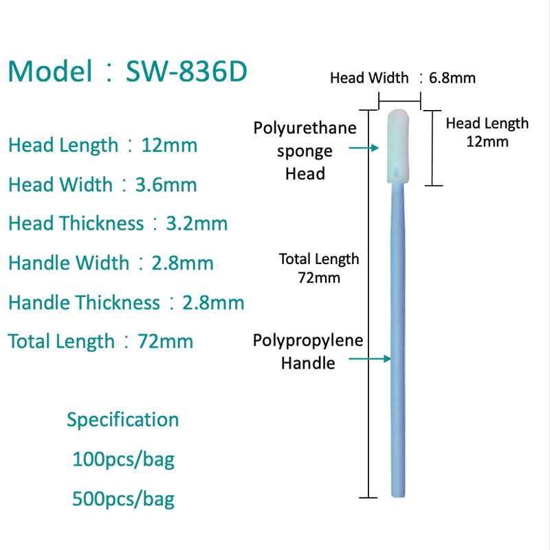 SW-836D Round Head Lint Free Industrial Sponge Swab
