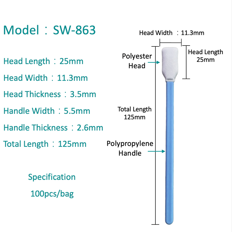 SW-863 General Purpose Rectangular Head Polyester Swab